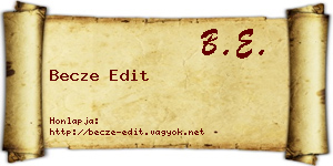Becze Edit névjegykártya